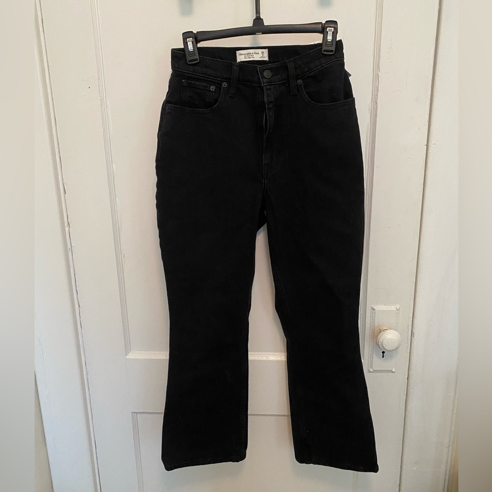 Abercrombie Kick Flare Ultra High Rise Black Jeans